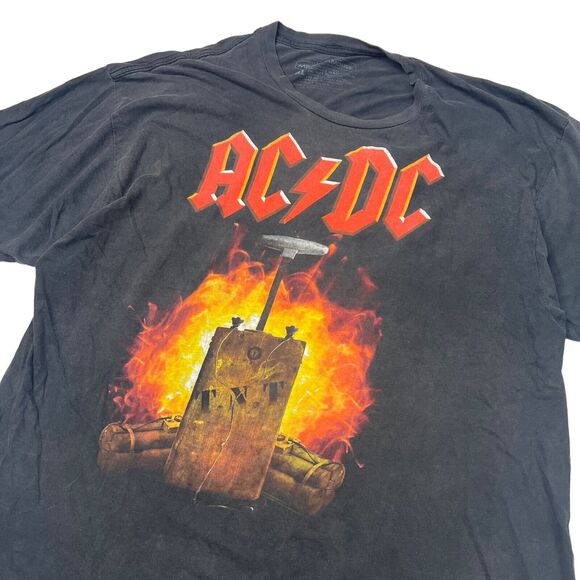 AC/DC Retro TNT Graphic Rock Band Tee T-Shirt FLAW Black Adult XL - Picture 3 of 5